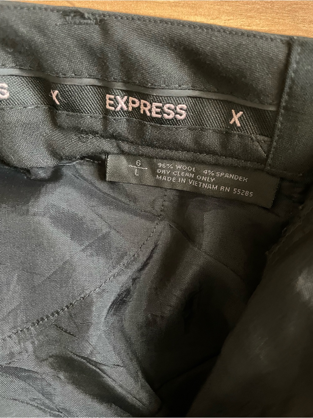 Express Wide Leg Black Dress Pants wool blend size 6 long like new - Picture 4 of 4